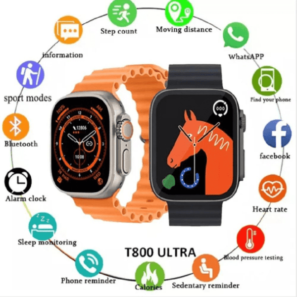Smart wach T800 ultra + 3 Correas adicionales